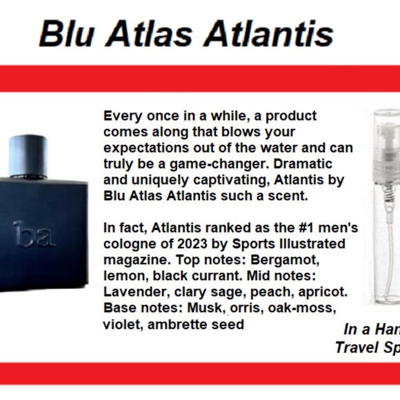 Blu Atlas Atlantis Samples, Eau De Parfum, 5ml Cologne Sample - Picture 2 of 3